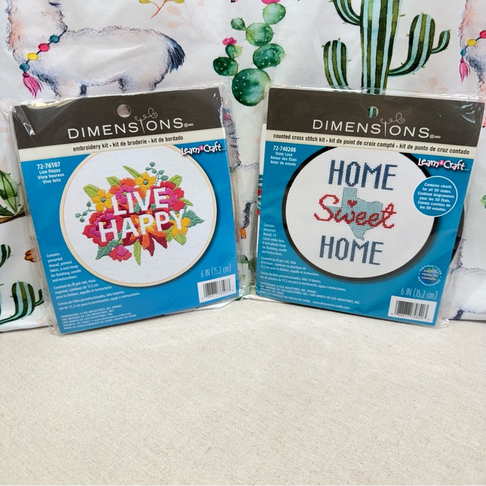 Dimensions Set of 2 - Embroidery Kit & Counted Cross Stitch Kit.  NWT